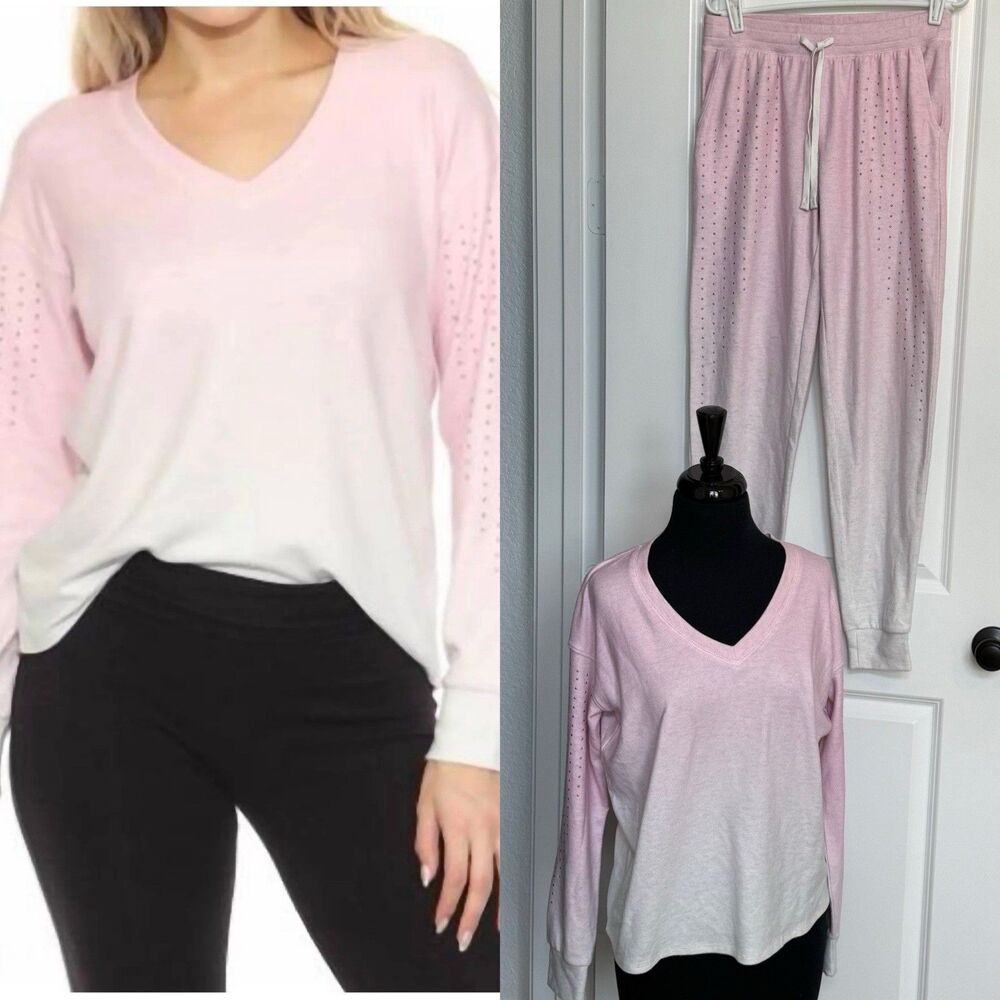 PJ Salvage Gradient Goodness Long Sleeve Jogger Set Pastel Pink Lounge Cozy Soft